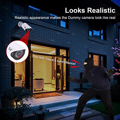 BNT Dummy Fake Security Camera, with One Red LED Light at Night, for Home and Businesses Security Indoor/Outdoor (4 Pack, White) - Image 3