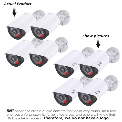 BNT Dummy Fake Security Camera, with One Red LED Light at Night, for Home and Businesses Security Indoor/Outdoor (4 Pack, White) - Image 2