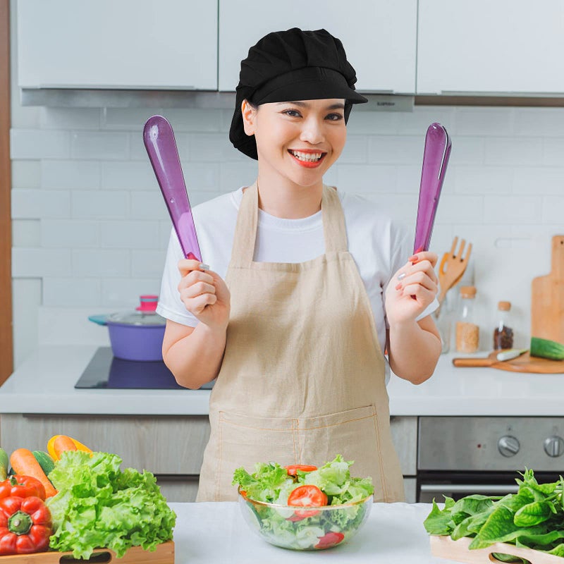 Yolev 2Pcs Black Chef Hats-Kitchen Baker Cooking Hair Nets Food Service Hairnets for Women Men with Brim - Image 5