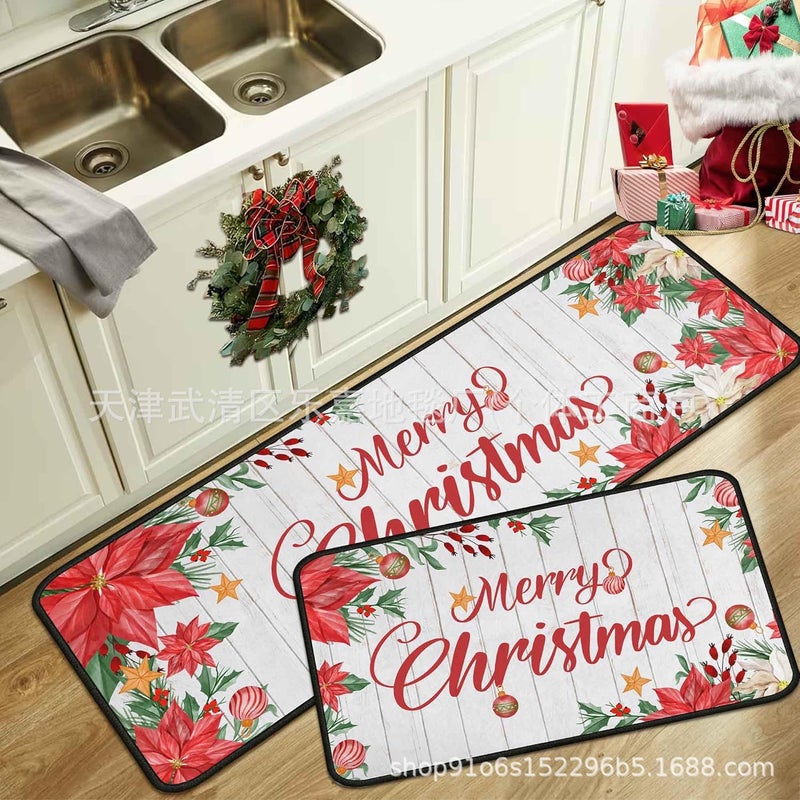 Kitchen Floor Mat Two-Piece Set Kitchen Decorative Mat Stain-Resistant Foot Mat Kitchen Drain Mat Entrance Door Mat - Image 1