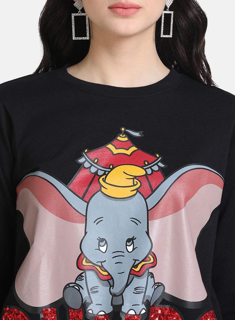 Kazo DUMBO © DISNEY CROP SEQUIN SWEAT  - Image 5