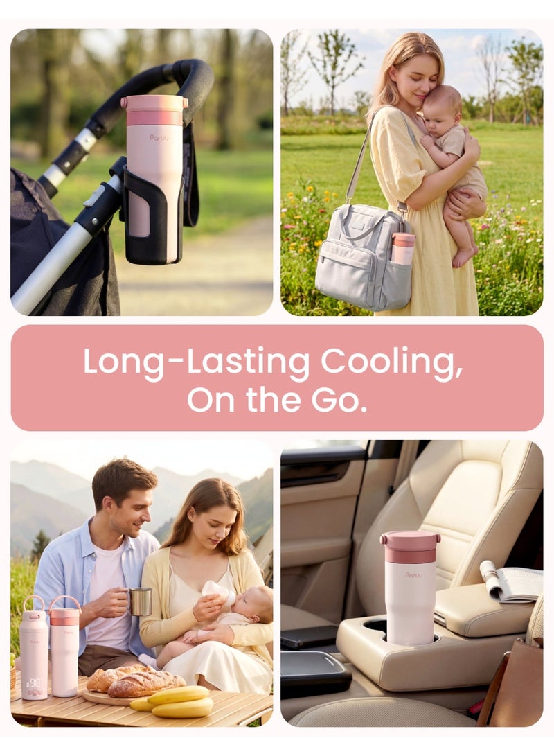 Paruu Portable Breast Milk Cooler, 304 Stainless Steel Breastmilk Chiller for 14–23H Cooling, 10-24oz Breastmilk Storage Container for Travel, Outdoor, New Moms Breastfeeding Essentials - Image 5