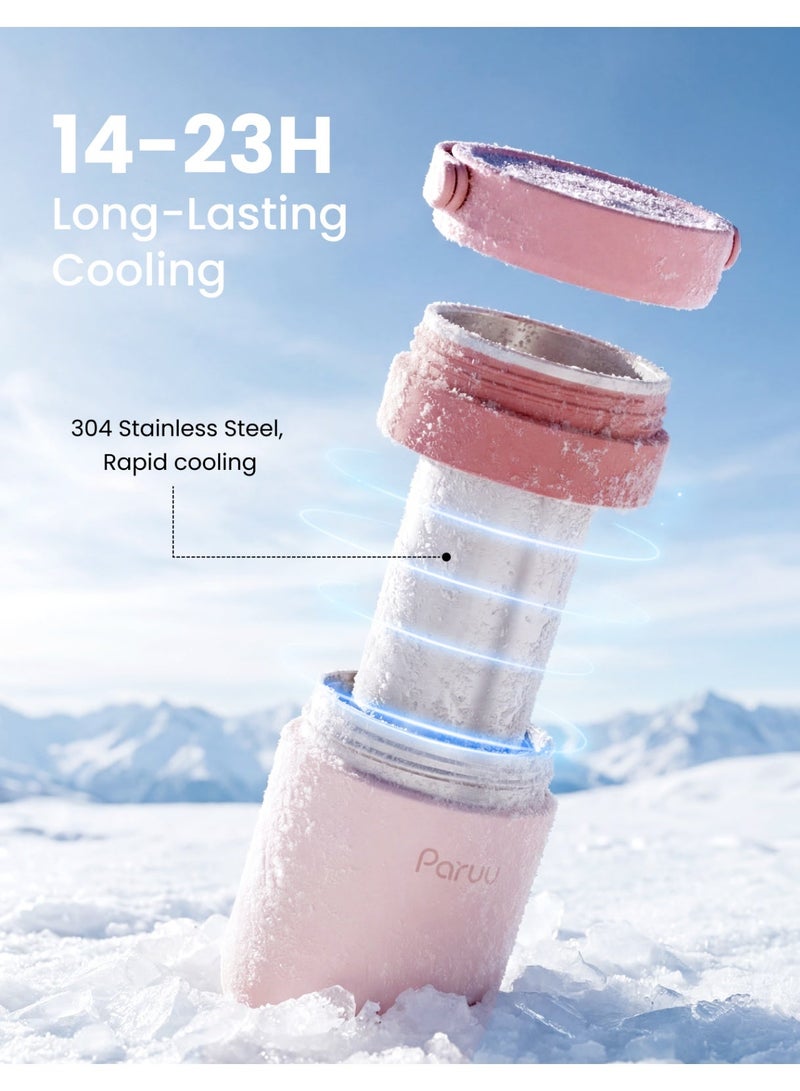 Paruu Portable Breast Milk Cooler, 304 Stainless Steel Breastmilk Chiller for 14–23H Cooling, 10-24oz Breastmilk Storage Container for Travel, Outdoor, New Moms Breastfeeding Essentials - Image 2
