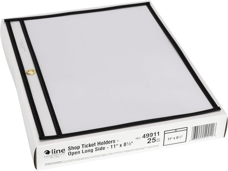 C-Line Stitched Shop Ticket Holders, Both Sides Clear, Open Long Side, 11 x 8.5 Inches, 25 per Box (49911) - Image 2
