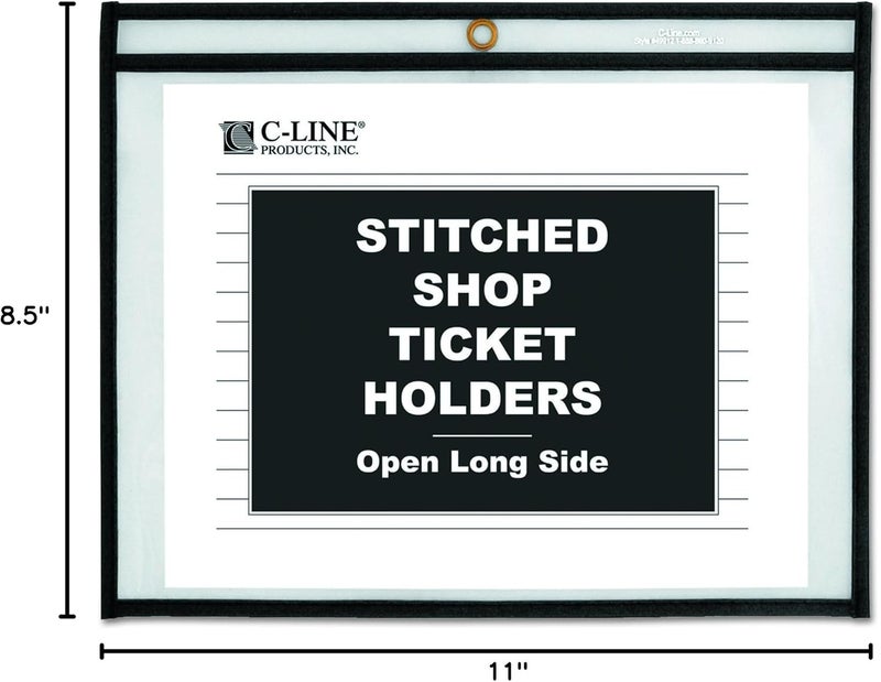 C-Line Stitched Shop Ticket Holders, Both Sides Clear, Open Long Side, 11 x 8.5 Inches, 25 per Box (49911) - Image 3