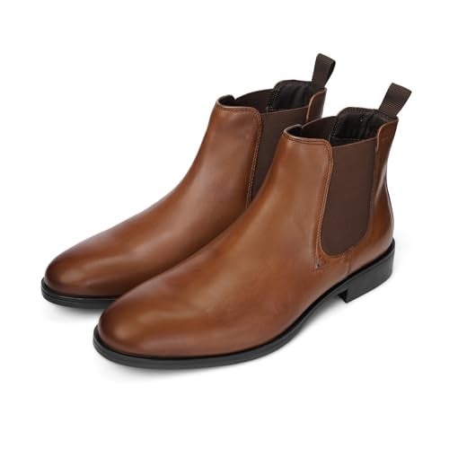 Thomas Crick Chelsea Genuine Leather Slip-On Boots with Cushioned Ortho Insole. Tan - Image 3