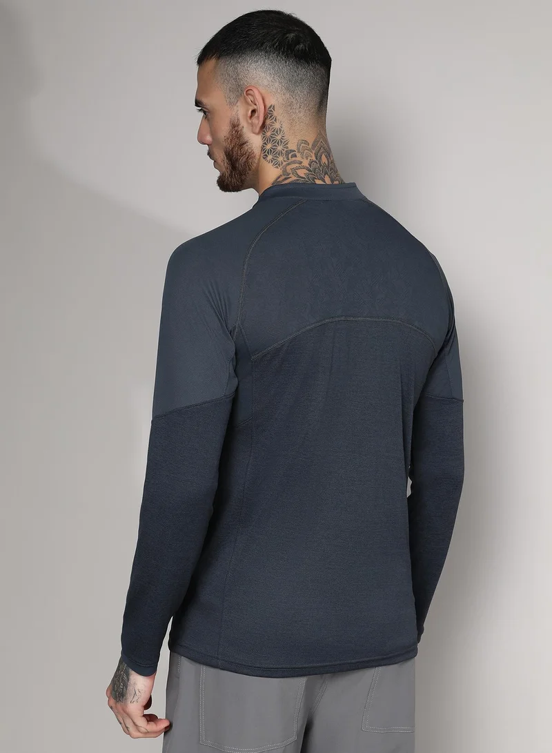 Campus Sutra Men's Charcoal Grey Basic Activewear T-Shirt
