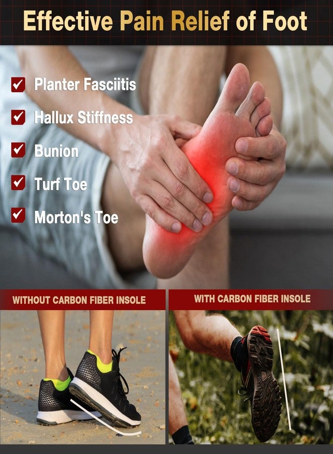 أريس نعل داخلي من ألياف الكربون من ARRIS (زوج واحد) - نعل داخلي من ألياف الكربون لأصابع القدم في ملاعب العشب، وكسور القدم، وتيبس إبهام القدم، ومحدودية الحركة - نعل داخلي صلب للأحذية الرياضية - حذاء ما بعد الجراحة، مقاس 8.77 بوصة للرجال 5، وللنساء 6 - Image 3
