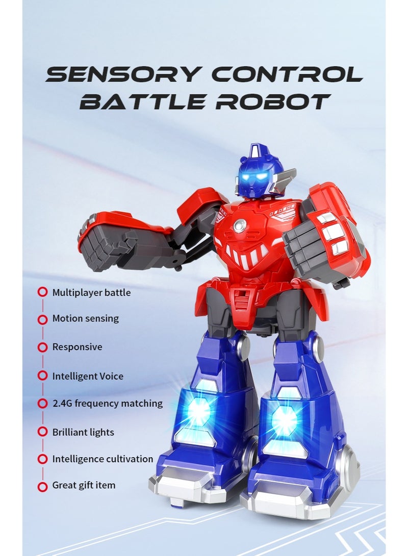 لعبة روبوت ذكية للتحكم عن بعد - 2.4 جيجا هرتز RC ومستشعر إيماءات، أضواء LED، تأثيرات صوتية، وضع اللعب المزدوج، لعبة تعليمية للأطفال من سن 3 سنوات فما فوق (أحمر) - Image 4