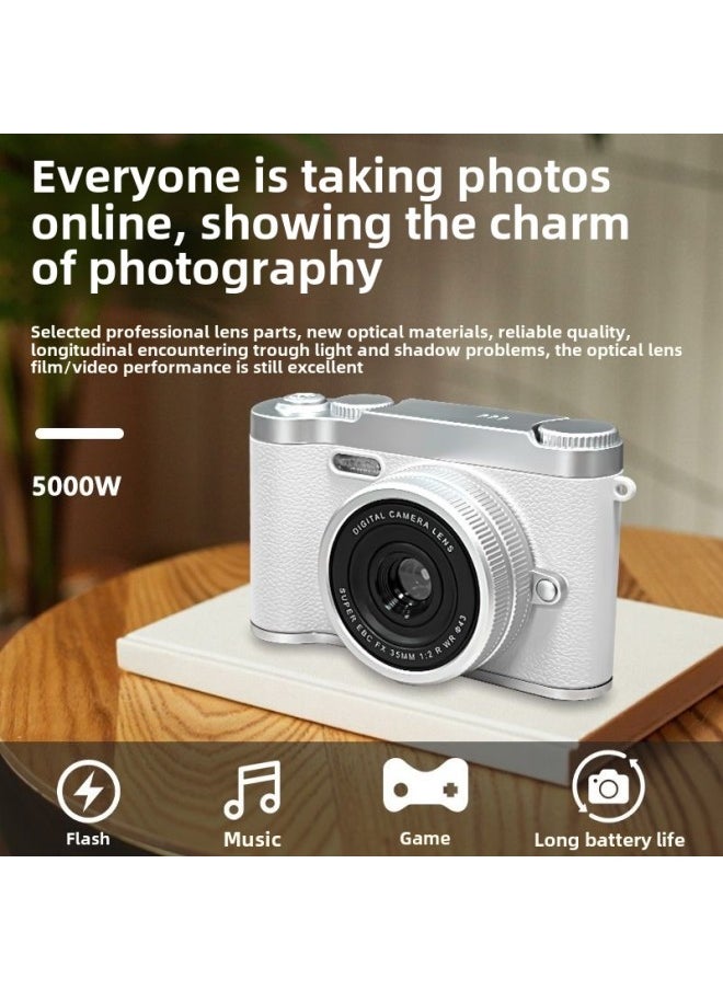 Generic - High-definition Digital Student Party Camera Camera Campus Retro CCD Double Vlog Camera Travel Convenient Entry-level-Body Color:H8 Black -16g Memory Card [apple - Image 1
