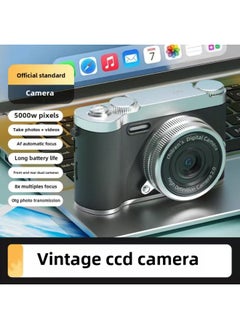 Generic High-definition Digital Student Party Camera Camera Campus Retro CCD Double Vlog Camera Travel Convenient Entry-level-Body Color:H8 Black -16g Memory Card [apple  - Image 1