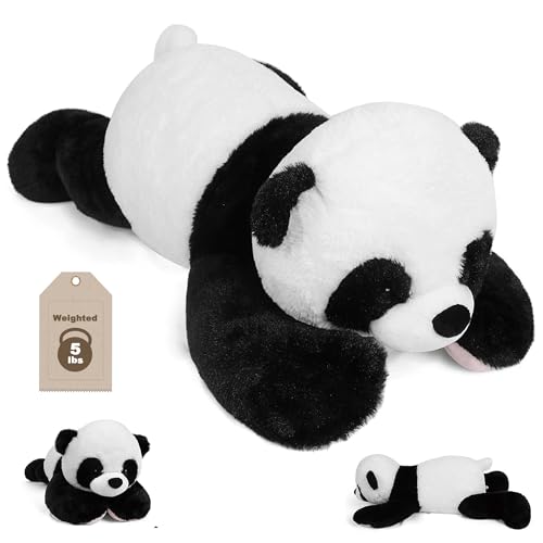 JellyMallow 5 lbs 24" Weighted Stuffed Animals Panda Plushie, Cute Panda Weighted Plush Pillow Giant Stuffed Animals for Kids Adults - Image 1
