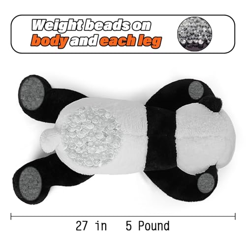 JellyMallow 5 lbs 24" Weighted Stuffed Animals Panda Plushie, Cute Panda Weighted Plush Pillow Giant Stuffed Animals for Kids Adults - Image 2