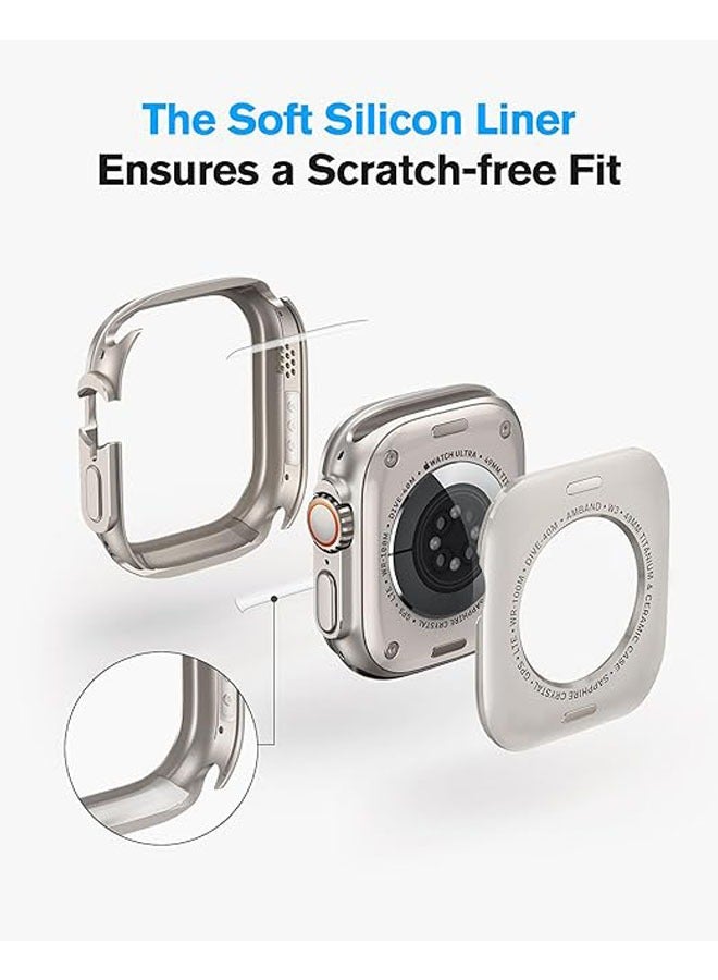 Metal Screen Case for Apple Watch Ultra 2/Ultra 49mm, Slim Frame with 9H Tempered Glass Film and Back Cover, Waterproof Watch Case - Image 5