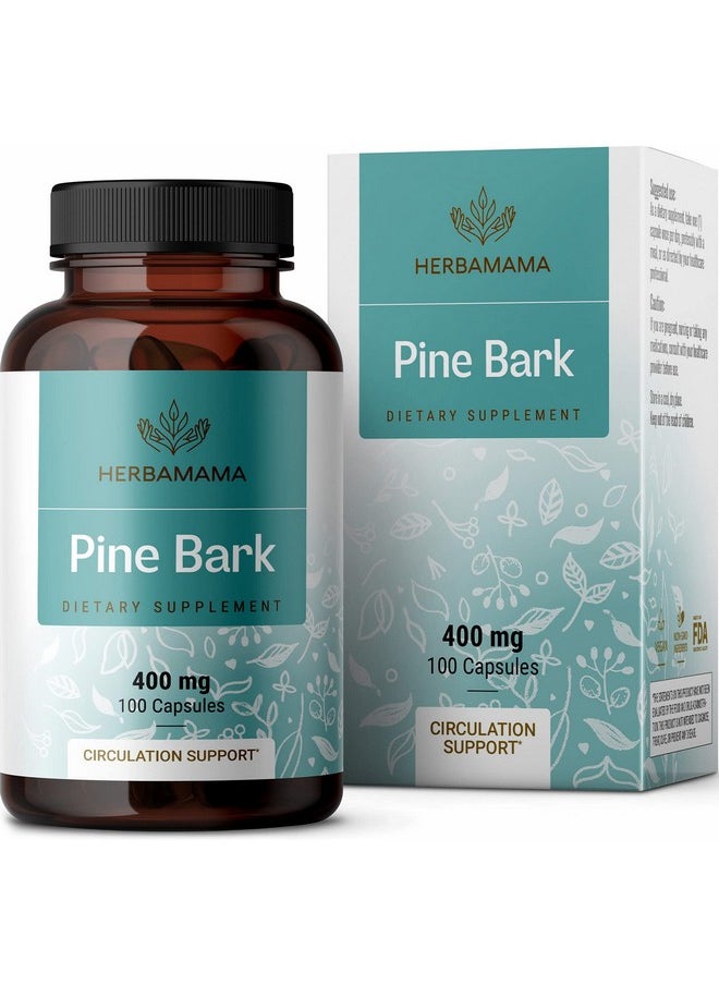 HERBAMAMA - Pine Bark Extract Capsules French Maritime Pine Bark Extract Powder Pills 400Mg 100 Caps - Image 1