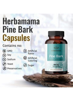 HERBAMAMA Pine Bark Extract Capsules French Maritime Pine Bark Extract Powder Pills 400Mg 100 Caps  - Image 5