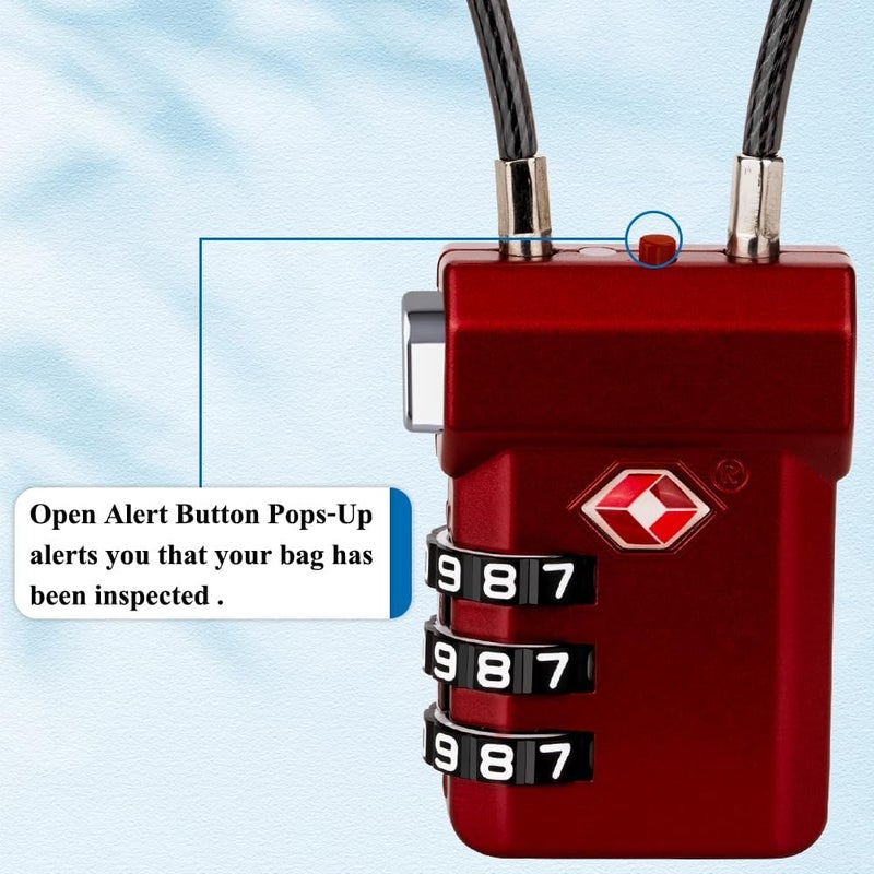 SURE LOCK TSA Approved 3-Digit Combination Luggage Locks – Open Alert Indicator, Re-settable Code with Zinc Alloy Body, Easy-Read Dials for Suitcase, Backpack, Gym Locker & Toolbox (Multiple Colors) - Image 5