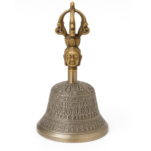 RDK SON'S Antique Tibetan Ghanta Bell – 5-Inch Brass Prayer Bell for Home Worship, Temple Rituals, Yoga, Chakra Healing, Spiritual Devotion, and Mindful Meditation Practices - Image 1