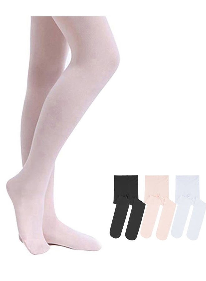 Stelle Girls' Ultra Soft Pro Dance Tight/Ballet Footed Tight (Toddler/Little Kid/Big Kid), Ballet Pink+white+black, 8-10 Years - Image 1