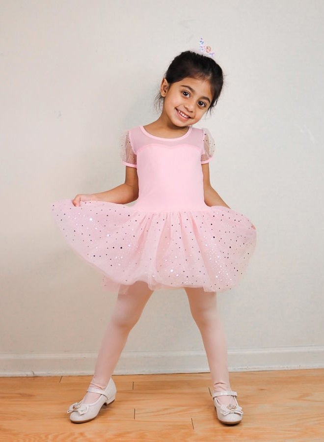 Stelle Girls' Ultra Soft Pro Dance Tight/Ballet Footed Tight (Toddler/Little Kid/Big Kid), Ballet Pink+white+black, 8-10 Years - Image 2