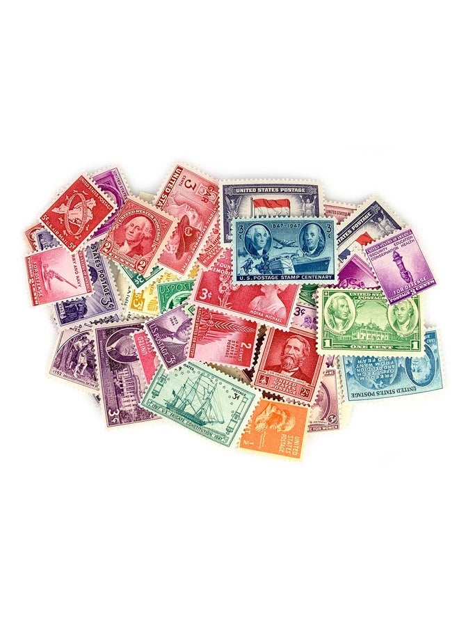 American Coin Treasures 40 U.S. Postage Stamps From The 1910'S 1920'S 1930'S And 1940'S Mint State Condition Various Denominations And Postal Rates Perforated Edges  - Image 1