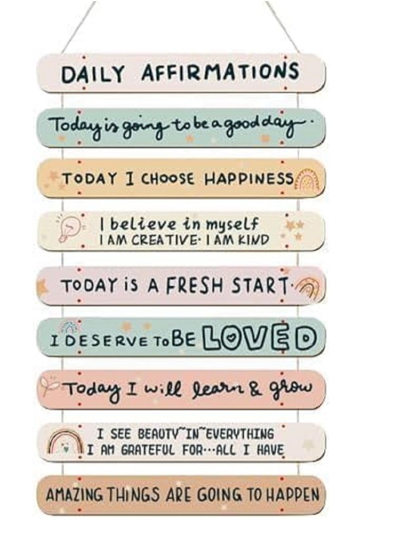 Decorhills Positive Affirmations Wall Decor for Kids & Adults Wooden Inspirational Wall Art with Motivational Self Love Quotes Hanging Decor for Office Bedroom Kids Teens Women, 9 Plaque Set  - Image 1
