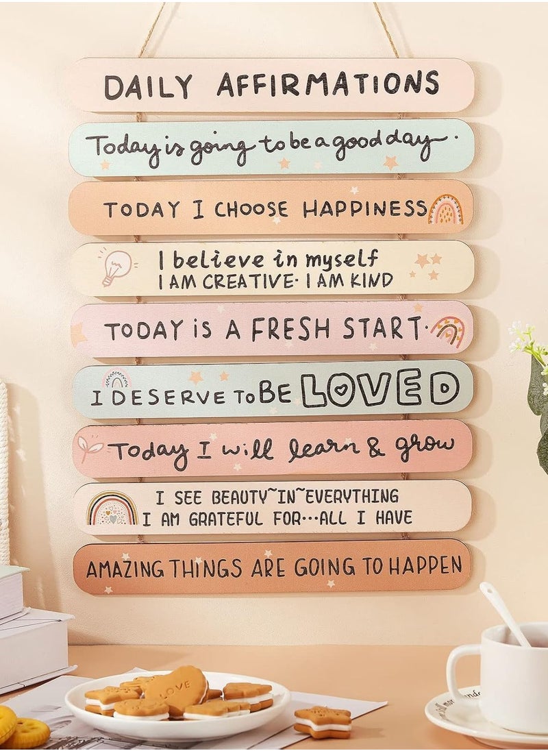 Decorhills Positive Affirmations Wall Decor for Kids & Adults Wooden Inspirational Wall Art with Motivational Self Love Quotes Hanging Decor for Office Bedroom Kids Teens Women, 9 Plaque Set  - Image 2