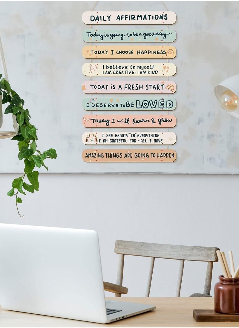 Decorhills Positive Affirmations Wall Decor for Kids & Adults Wooden Inspirational Wall Art with Motivational Self Love Quotes Hanging Decor for Office Bedroom Kids Teens Women, 9 Plaque Set  - Image 4