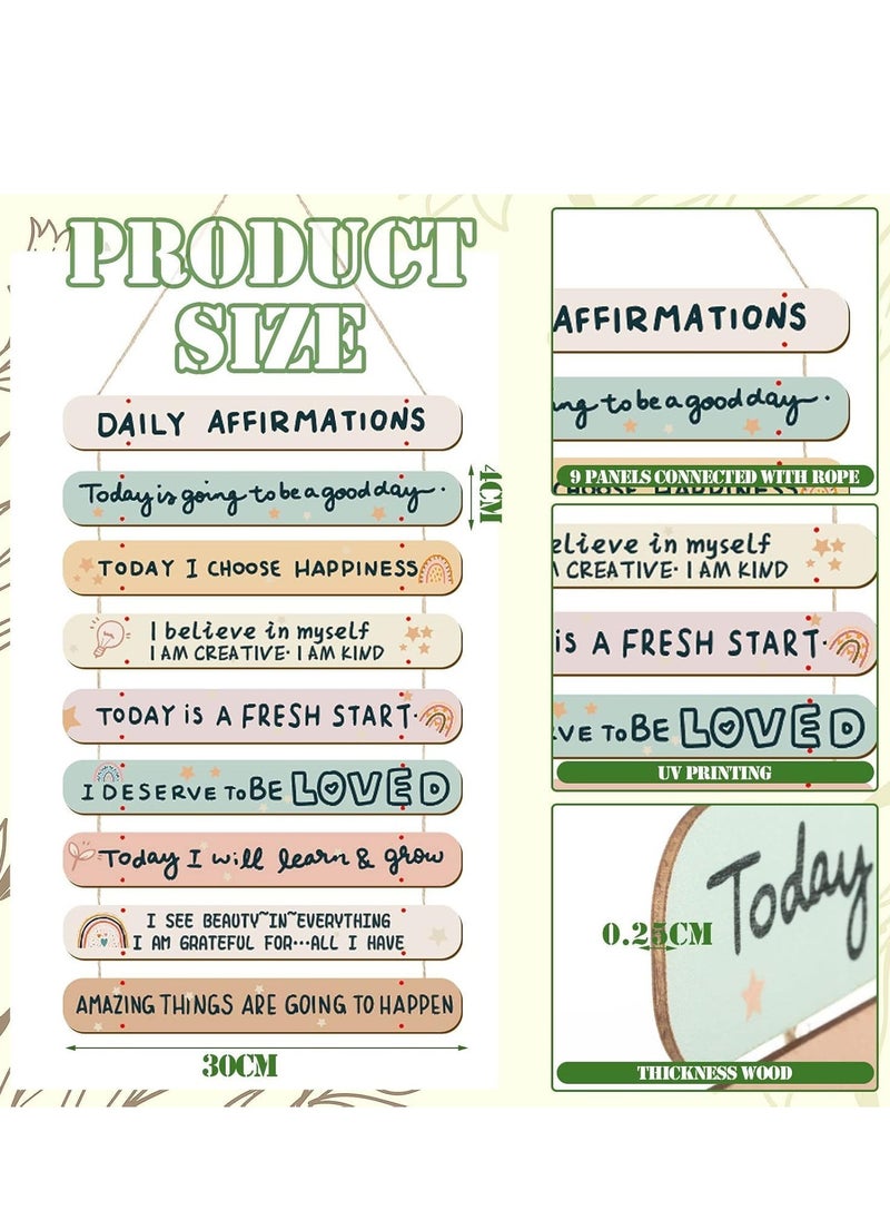 Decorhills Positive Affirmations Wall Decor for Kids & Adults Wooden Inspirational Wall Art with Motivational Self Love Quotes Hanging Decor for Office Bedroom Kids Teens Women, 9 Plaque Set  - Image 3