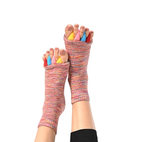 DIRTS Original Foot Alignment 5-Toe Separator Orthopedic Cotton Socks for Women & Men – Bunion Corrector & Plantar Fasciitis Support(Multicolour, Large) - Image 1