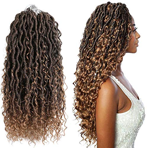 Ahrencan New Boho Goddess Locs Crochet Hair,18 Inch Hippie River Locs Hair For Women Prelooped,5 Packs Pre Looped Faux Locs Crochet Braids With Curly Hair In Ends,Lightweight,Itch Free(5 Packs,18",T1B/27#) - Image 1