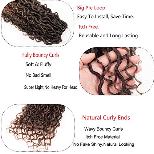 Ahrencan New Boho Goddess Locs Crochet Hair,18 Inch Hippie River Locs Hair For Women Prelooped,5 Packs Pre Looped Faux Locs Crochet Braids With Curly Hair In Ends,Lightweight,Itch Free(5 Packs,18",T1B/27#) - Image 5