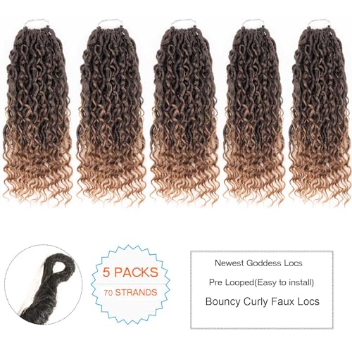 Ahrencan New Boho Goddess Locs Crochet Hair,18 Inch Hippie River Locs Hair For Women Prelooped,5 Packs Pre Looped Faux Locs Crochet Braids With Curly Hair In Ends,Lightweight,Itch Free(5 Packs,18",T1B/27#) - Image 3