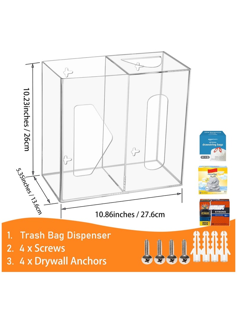 TPGP Grocery Bag Holder & Trash Bag Roll Dispenser Clear, 2 in 1 Wall Mount Acrylic Kitchen Organizer Storage Box for 13-33 Gallon Garbage Bag Large Plastic Bag - Image 4