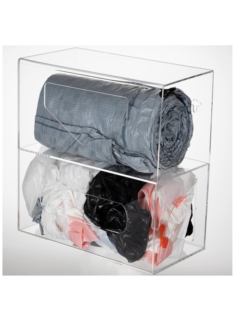 TPGP Grocery Bag Holder & Trash Bag Roll Dispenser Clear, 2 in 1 Wall Mount Acrylic Kitchen Organizer Storage Box for 13-33 Gallon Garbage Bag Large Plastic Bag - Image 2