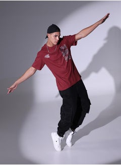 Hubberholme Men's Relaxed Fit Maroon Cotton T-Shirt with Rich Color and Casual Comfort  - Image 1