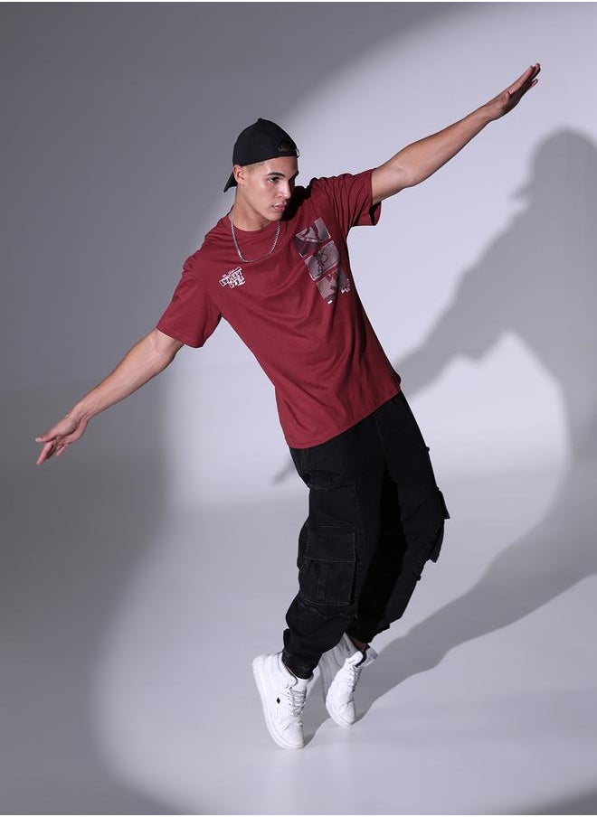 Hubberholme Men's Relaxed Fit Maroon Cotton T-Shirt with Rich Color and Casual Comfort  - Image 1