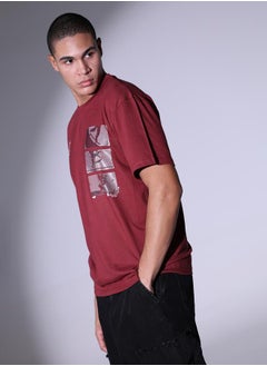 Hubberholme Men's Relaxed Fit Maroon Cotton T-Shirt with Rich Color and Casual Comfort  - Image 5