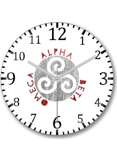 Print Shop Alpha Beta Omega Wall Clock Curved Real Glass