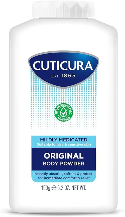 CUTICURA Mildly Medicated Body Powder 150g Many Uses Personal Hygiene Sweat Control Chafing Friction Prevention Itching Relief - Image 1