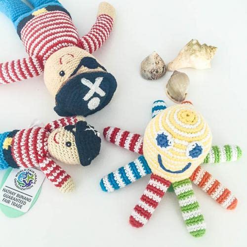 Pebble 200-115 Fair Trade Peg Leg Pirate Rattle, 7-inch Length - Image 2