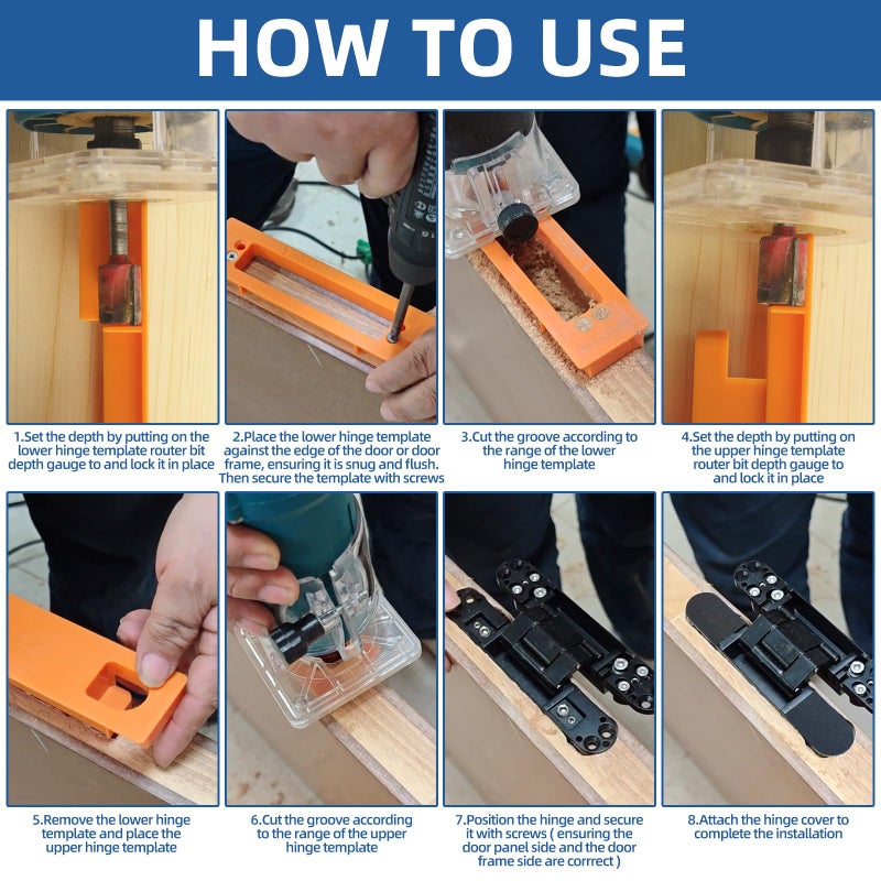 TamBee Hidden Hinge Mortiser Template Invisible Hinge Router Guide Template for TamBee Hidden Door Hinges Installation Kit, Lightweight & Reusable Designï¼ˆ6 inchï¼‰ - Image 3