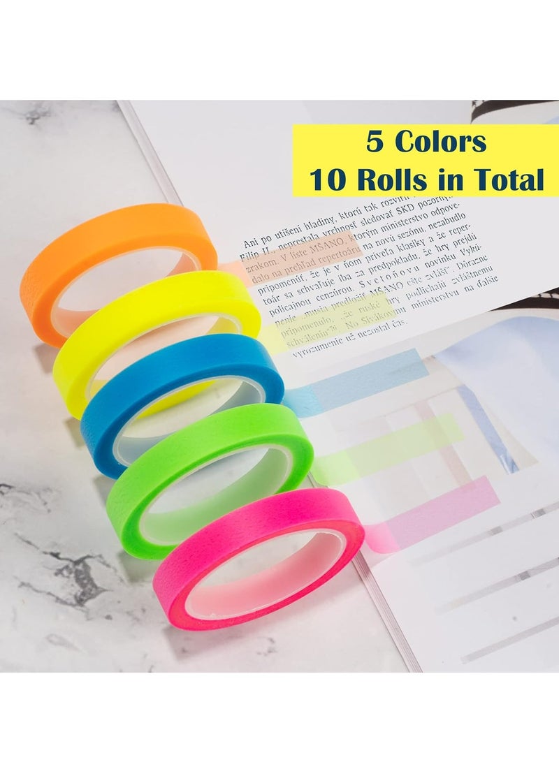 Oasisgalore 10 Rolls Highlighter Tape Transparent Colored Tape Removable Marking Sticker for Reading Lessons，16 ft Per Roll  - Image 3