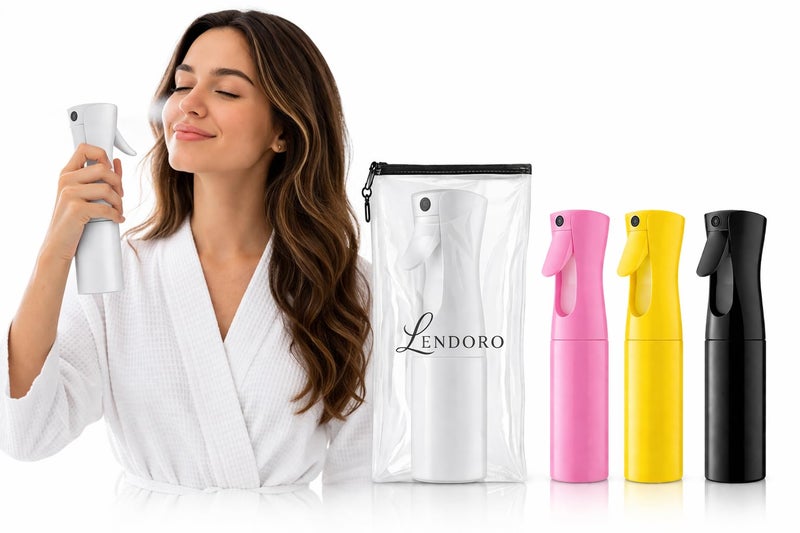 Continuous Mist Spray Bottle, Refillable Empty Plastic, Ultra Fine Mist, for Hair Styling, Plants, Cleaning & Skin Care, 200 ml (Random Color)