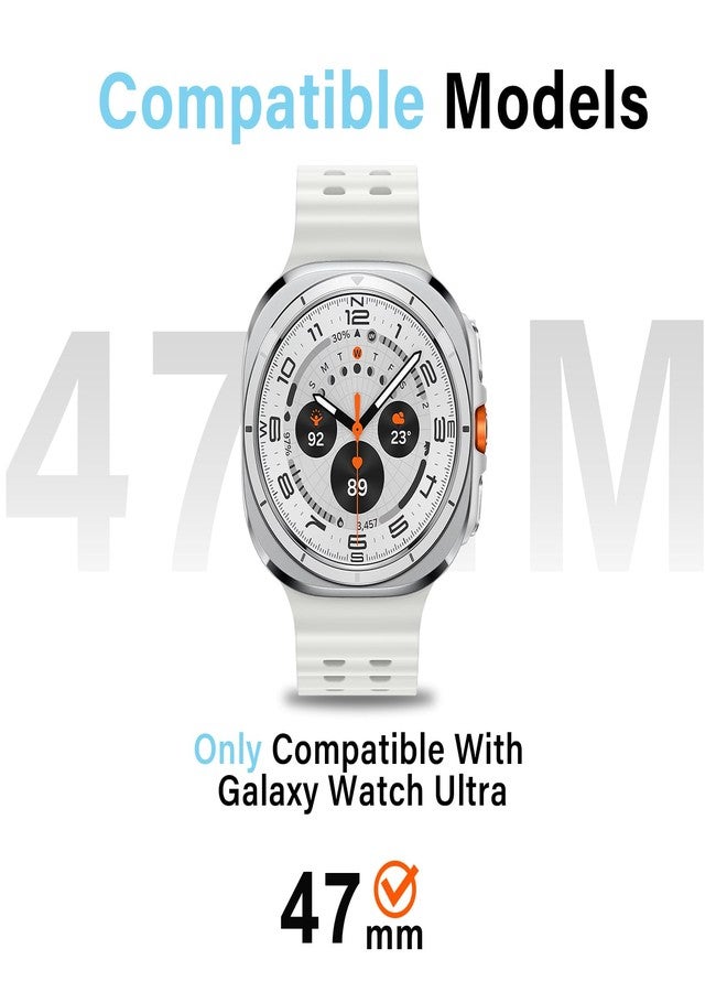 Amizee Numeric Metal Case for Samsung Galaxy Watch Ultra/Ultra 2 47mm, Rugged Back Cover Ultra Thin Bumper Frame Protective Cover for Galaxy Watch 7/8 Ultra, Numeric-Titanium/Orange - Image 2