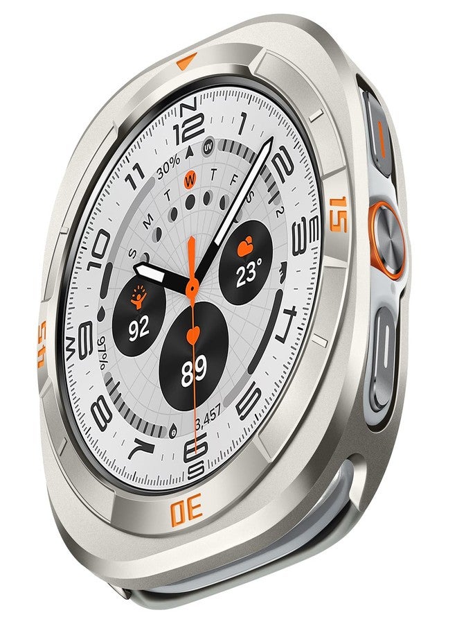 Amizee Numeric Metal Case for Samsung Galaxy Watch Ultra/Ultra 2 47mm, Rugged Back Cover Ultra Thin Bumper Frame Protective Cover for Galaxy Watch 7/8 Ultra, Numeric-Titanium/Orange - Image 1