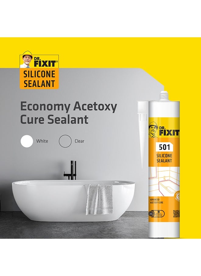 Dr. Fixit Dr. Fixit 501 Silicone Sealant Clear - 280 gm | Ideal for Sealing of Glass, Windows, Sanitary and Bathroom Fixtures & Electrical Insulation | Available in White & Clear variants  - Image 3