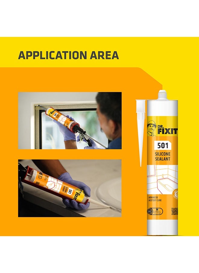 Dr. Fixit Dr. Fixit 501 Silicone Sealant Clear - 280 gm | Ideal for Sealing of Glass, Windows, Sanitary and Bathroom Fixtures & Electrical Insulation | Available in White & Clear variants  - Image 5