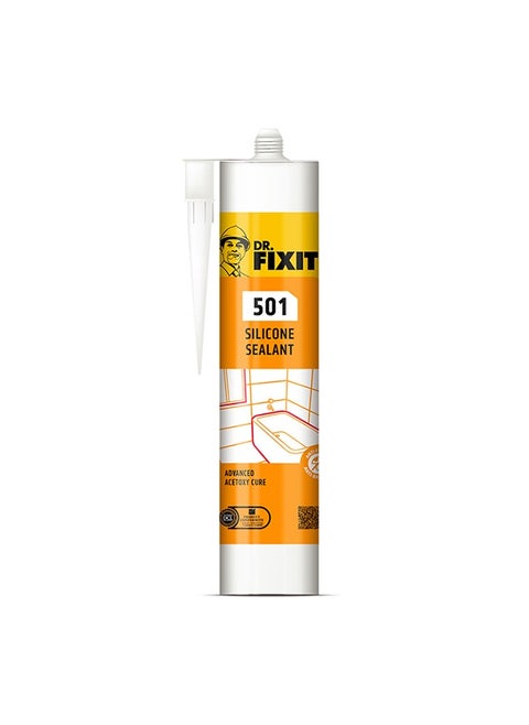 Dr. Fixit 501 Silicone Sealant Clear - 280 gm | Ideal for Sealing of Glass, Windows, Sanitary and Bathroom Fixtures & Electrical Insulation | Available in White & Clear variants
