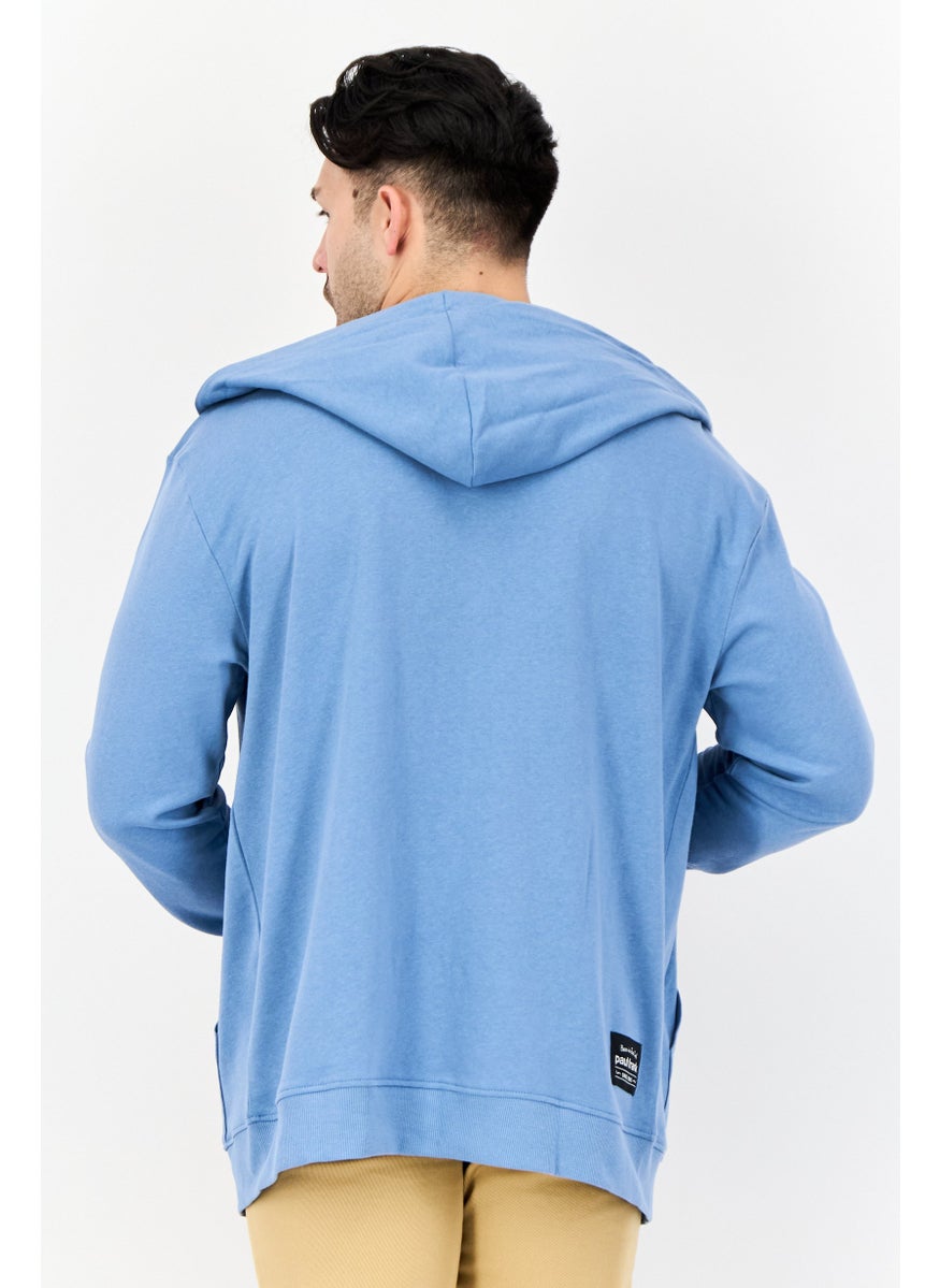 Paul Frank - Men Graphic Print Full Zip Hoodie, Light Blue - Image 1